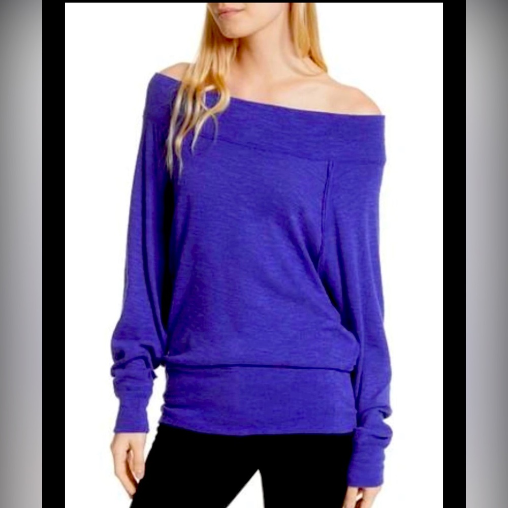 EUC Free People/We The Free/ Palisades Off Shoulder Knit Sweater Top 💜💙